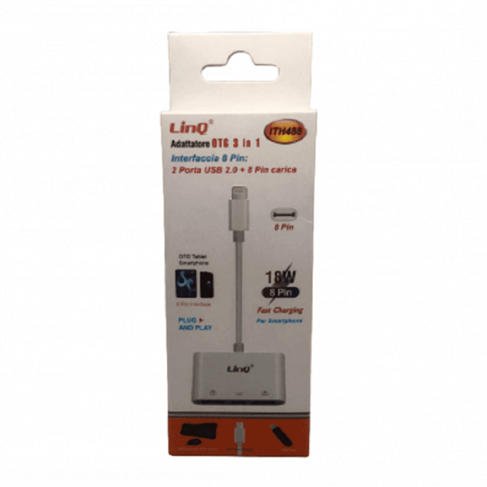 ADATTATORE 8 PIN LETTORE SCHEDE MEMORIA OTG 3IN1 LIGHTNING + 2 USB FEMMINA ITH488 - 3