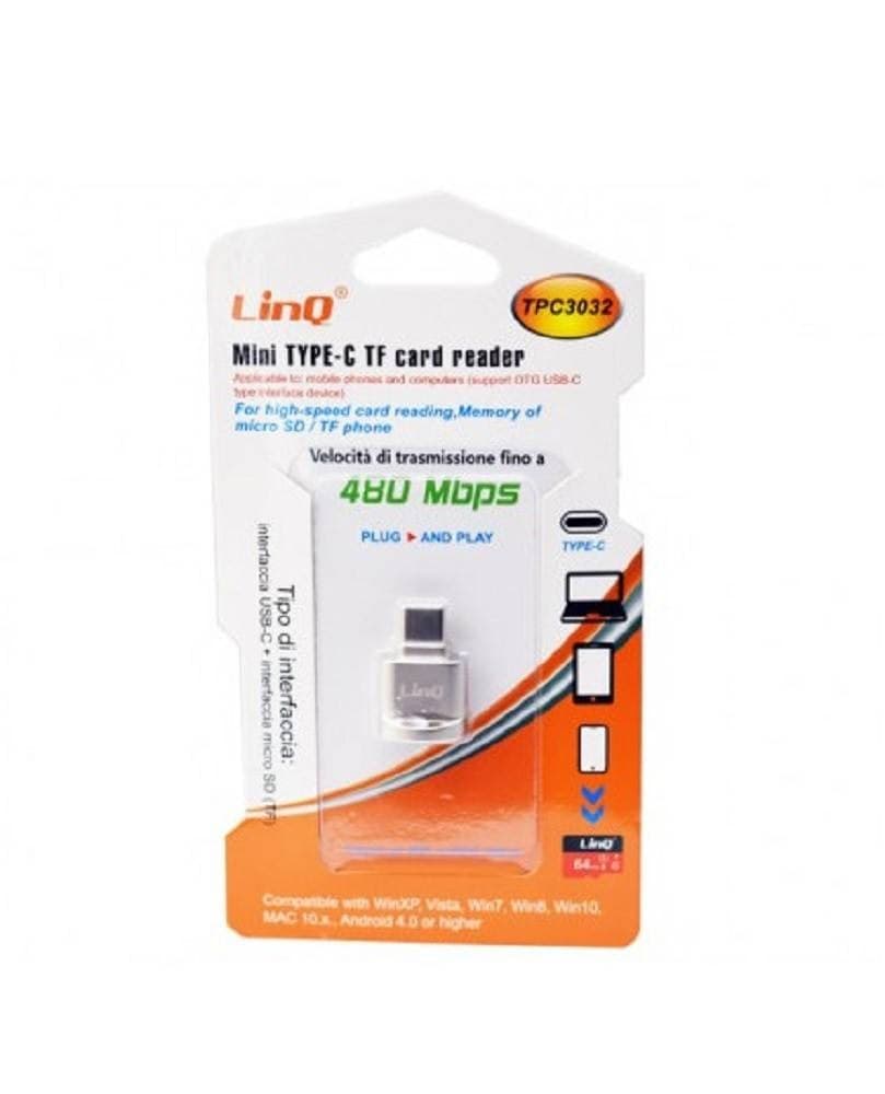 MINI ADATTATORE LETTORE SCHEDE OTG MICRO SD TF + TYPE-C VELOCITÀ 480MBPS TPC3032 - 3