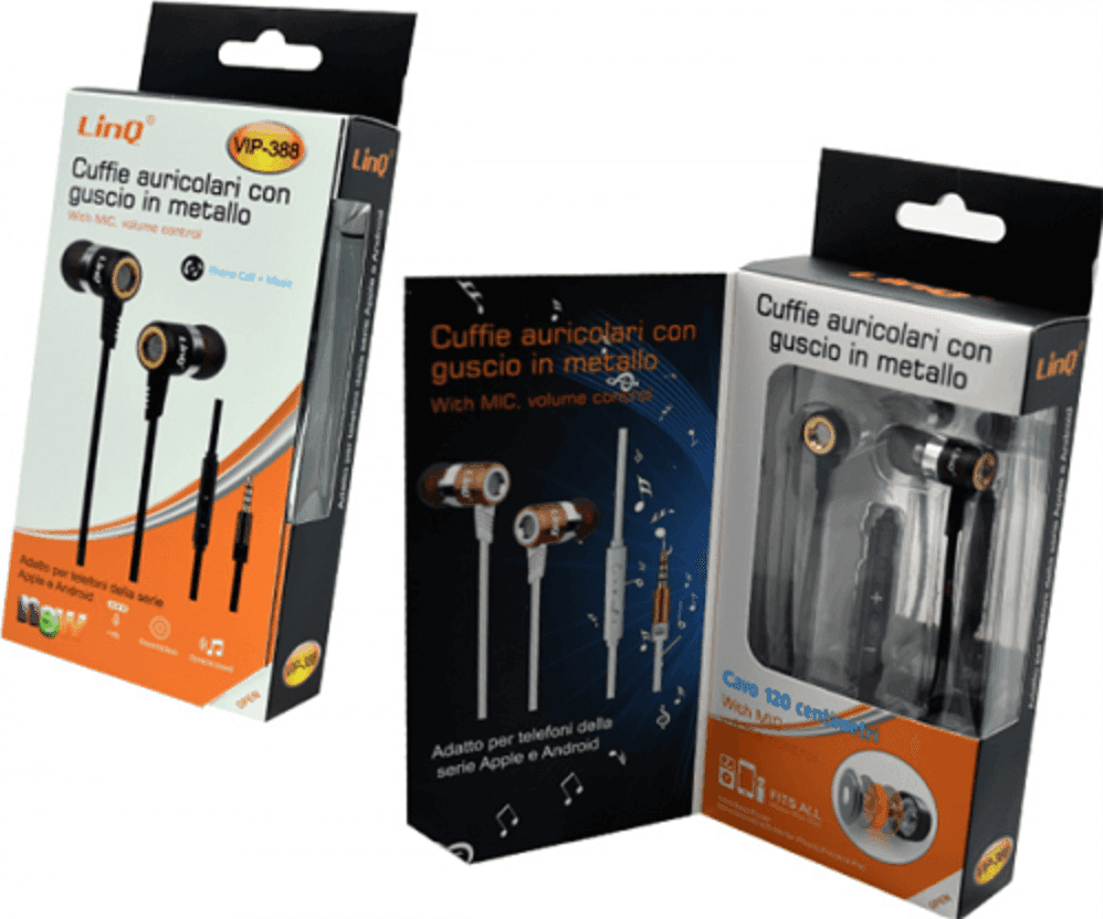 CUFFIE AURICOLARI SMARTPHONE CONTROLLO VOLUME MICROFONO JACK 3,5MM MUSICA VIP-388 - 2