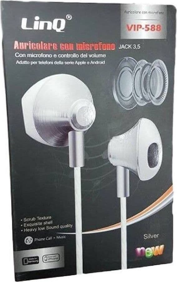 CUFFIE AURICOLARI SMARTPHONE CONTROLLO VOLUME CON MICROFONO JACK 3,5 MM VIP-588 - 2