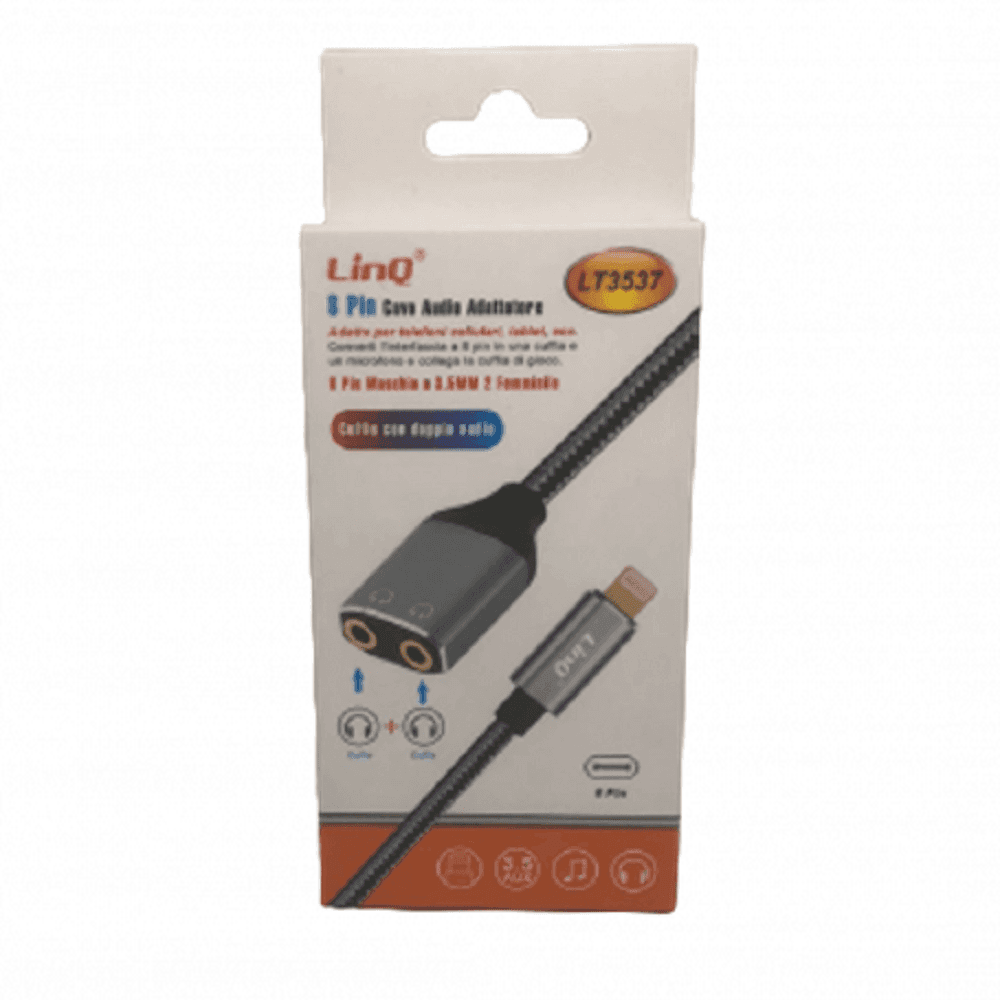 CAVO INTRECCIATO ADATTATORE AUDIO DA LIGHTNING MASCHIO A 2 JACK 3,5MM FEMMINA LT3537 - 7