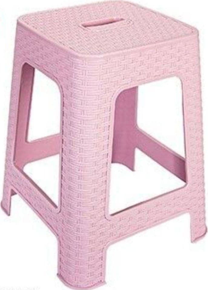 SGABELLO IN PLASTICA RATTAN ROSA H 45,5 CM SEDIA COMPLEMENTO D'ARREDO PER CASA