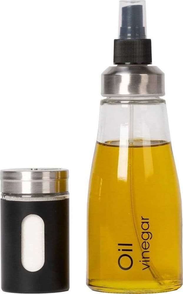 SET MENAGE CONTENITORI IN VETRO ACCIAIO 4 PEZZI CON STAND ACCESSORI PER CUCINA - 2
