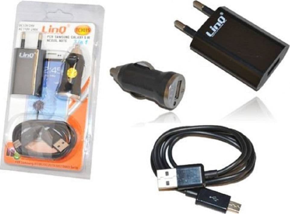 KIT CARICABATTERIE 3IN1 PER CASA AUTO USB CELLULARI SMARTPHONE MICRO USB TC301S - 2