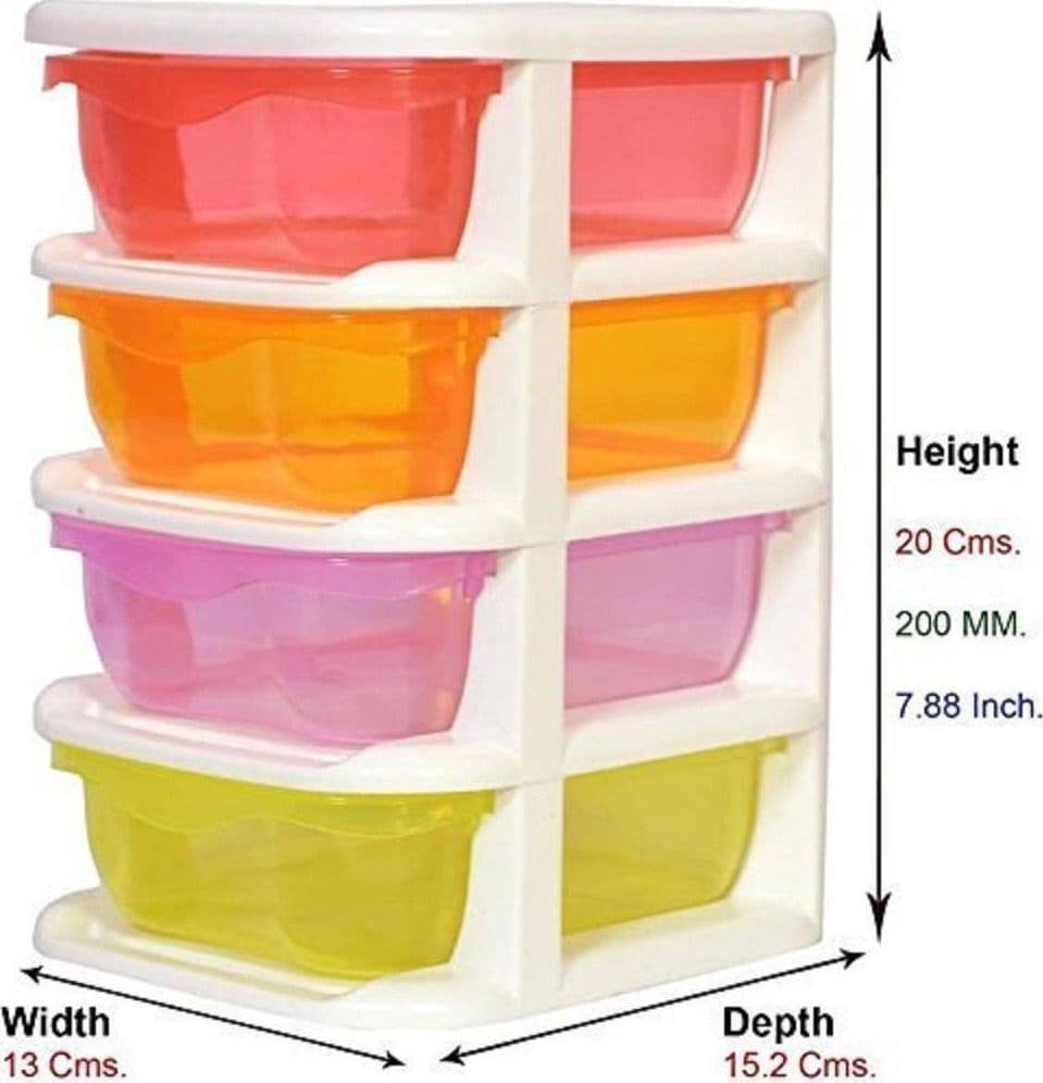 MINI SCATOLA DI IMMAGAZZINAGGIO DESKTOP CASSETTO A 4 STRATI PLASTICA MULTICOLORE - 3