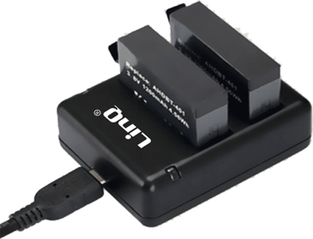 CARICABATTERIE USB DOPPIA CARICA + BATTERIA 1050MAH ADATTO PER GOPRO HERO 4 GP-4402 - 2