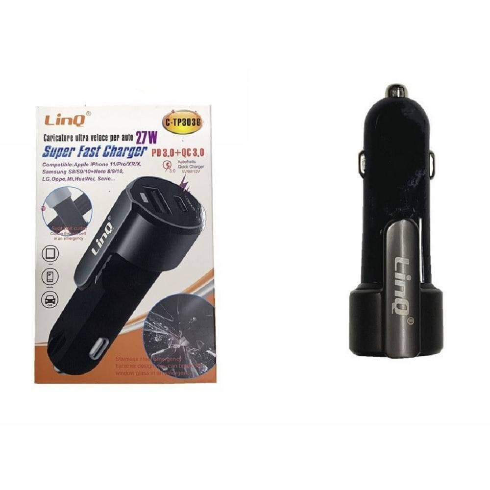 CARICABATTERIE ADATTATORE CARICATORE RAPIDO AUTO PD+QC3.0 SUPER FAST 27W C-TP3036 - 2