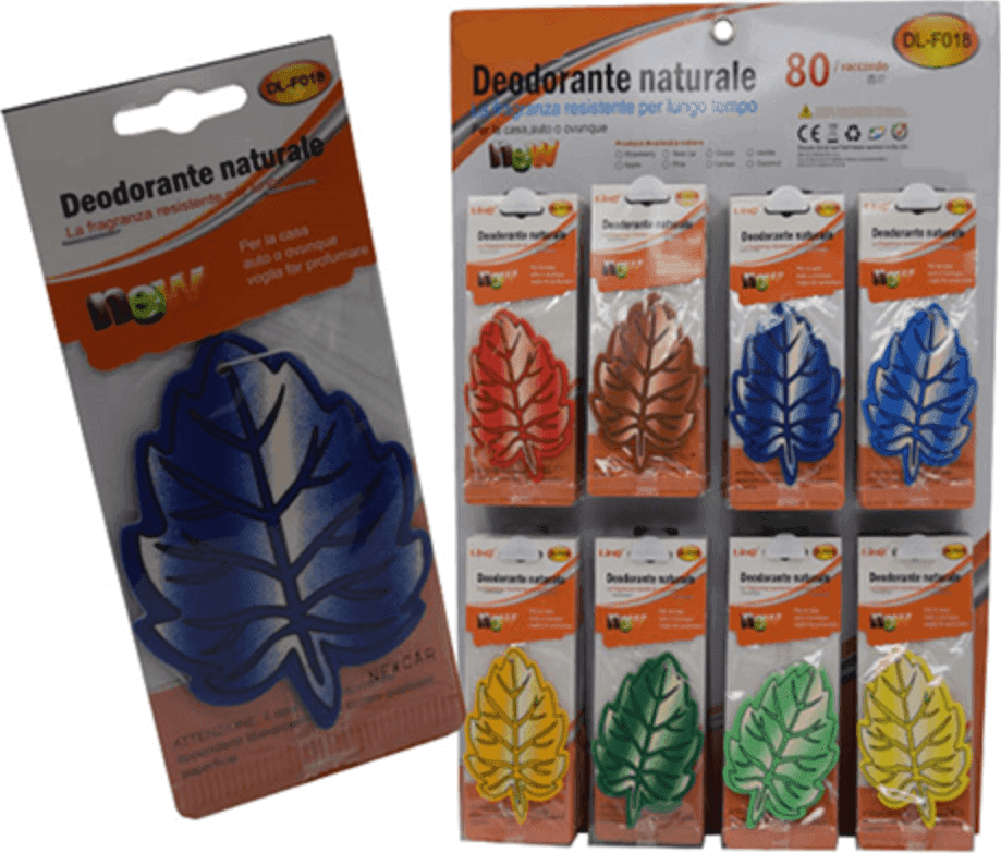 SET 3PZ DEODORANTE PROFUMO AUTO CASA BAGNO FORMA FOGLIA 2D VARIE FRAGRANZE DL-F018 - 2