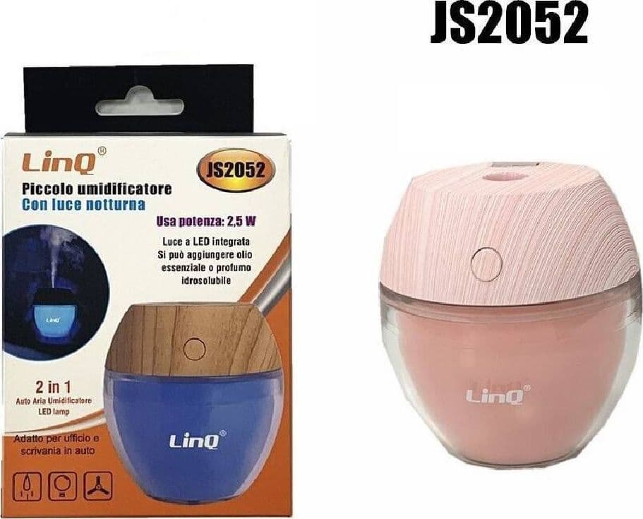MINI UMIDIFICATORE DIFFUSORE AROMA PROFUMO CON LUCE NOTTURNA 2.5W UFFICIO JS2052