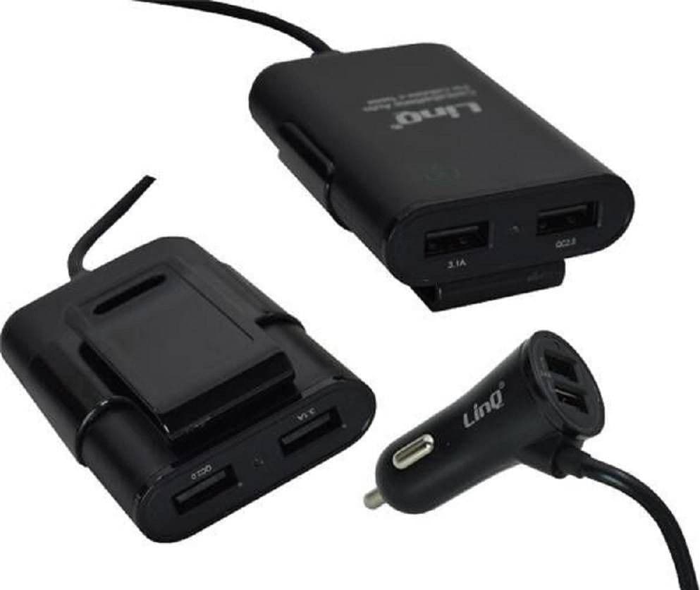 CARICABATTERIA AUTO 4 PORTE USB CAVO ESTENSIBILE 36W RICARICA VELOCE 8.4A C-9V44 - 2