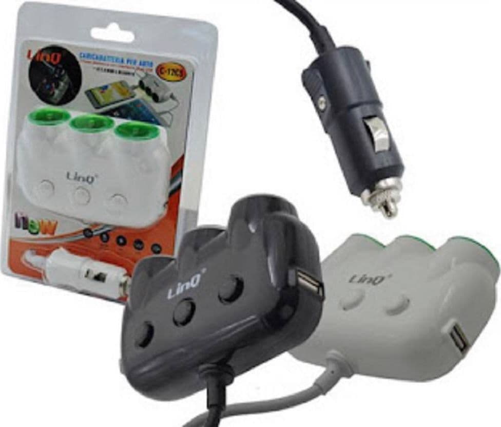 ADATTATORE SDOPPIATORE TRIPLO ACCENDISIGARI PER AUTO 12V + 2 USB RICARICA C-12C5 - 3