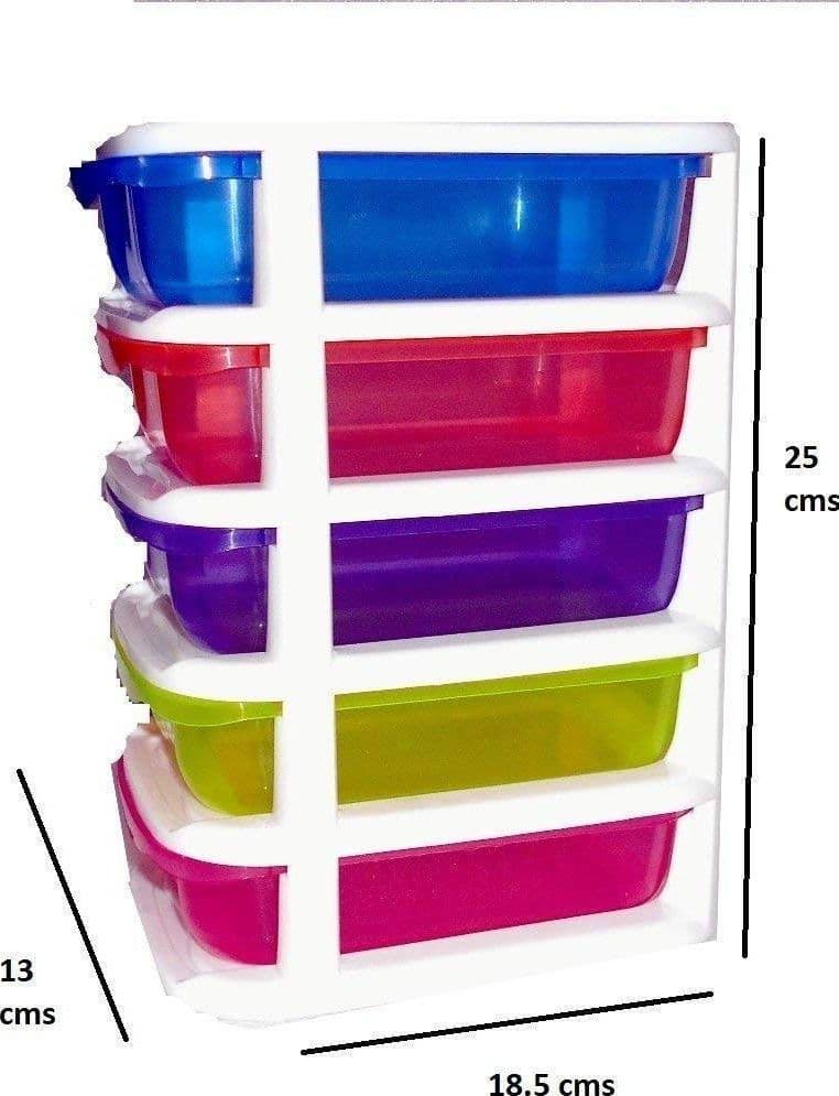MINI SCATOLA DI STOCCAGGIO CASSETTO DESKTOP IN PLASTICA A 5 STRATI MULTICOLORE - 5