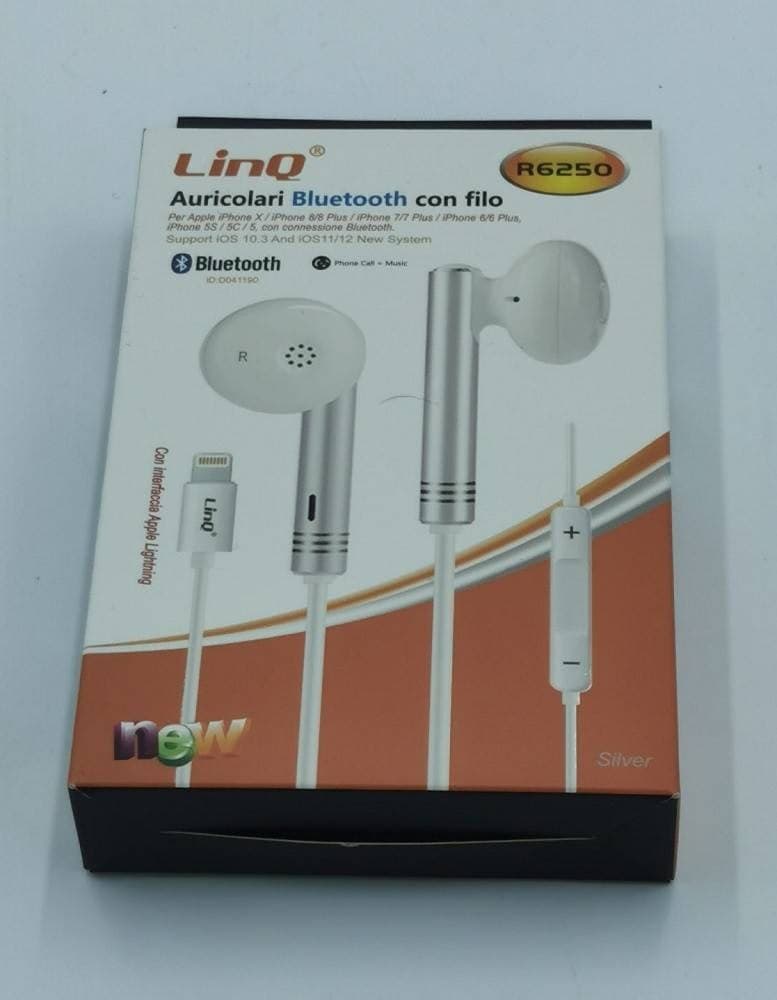 AURICOLARI STEREO MUSICA CUFFIE BLUETOOTH CON FILO R6250 LIGHTNING 8 PIN IPHONE - 3