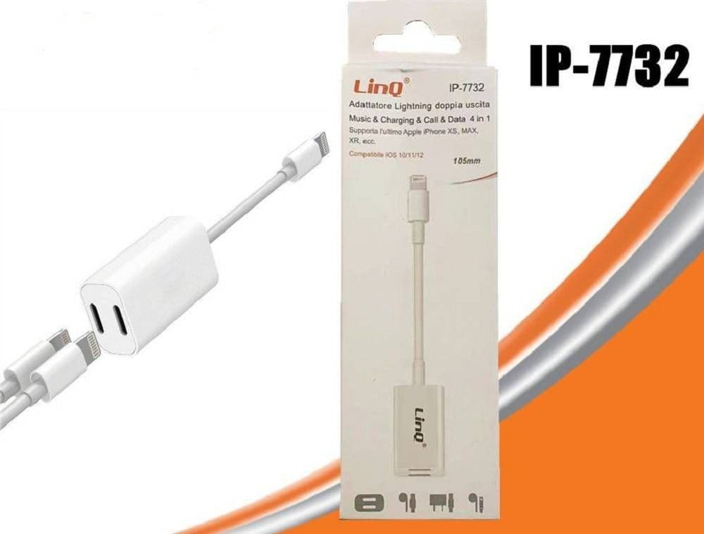 CAVO ADATTATORE DOPPIA USCITA LIGHTNING FEMMINA MUSICA CHIAMATE RICARICA IP-7732 - 3