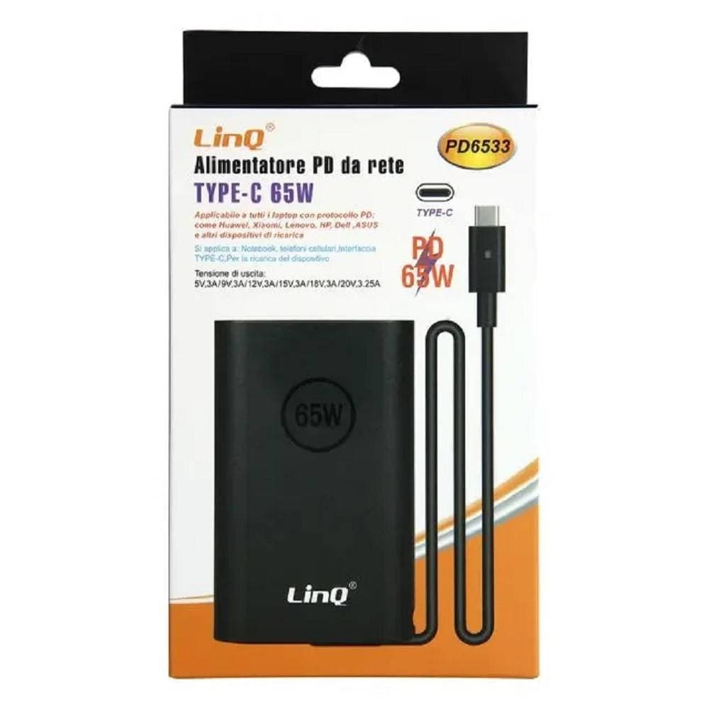 CARICABATTERIE PER COMPUTER PORTATILI ALIMENTATORE DA RETE PD TYPE-C 65 W PD6533 - 9