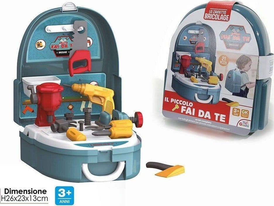 ATTREZZI BRICOLAGE CON ZAINO GIOCATTOLO PER BAMBINI IL PICCOLO FAI DA TE GIOCO - 3