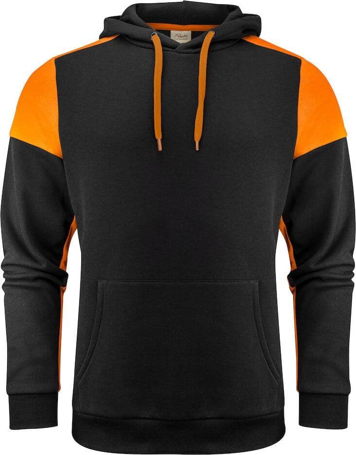Felpa Bicolore Prime Nero Arancio Blu Felpa Cappuccio Misto Cotone Organico Poliestere Riciclato Ecosostenibile - 2