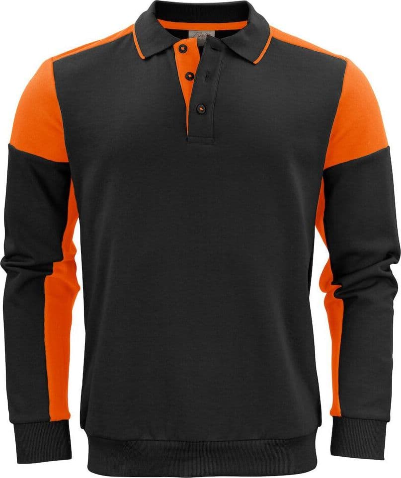 Felpa Bicolore Prime Nero Arancio Felpa Misto Cotone Organico Poliestere Riciclato Ecosostenibile - 2