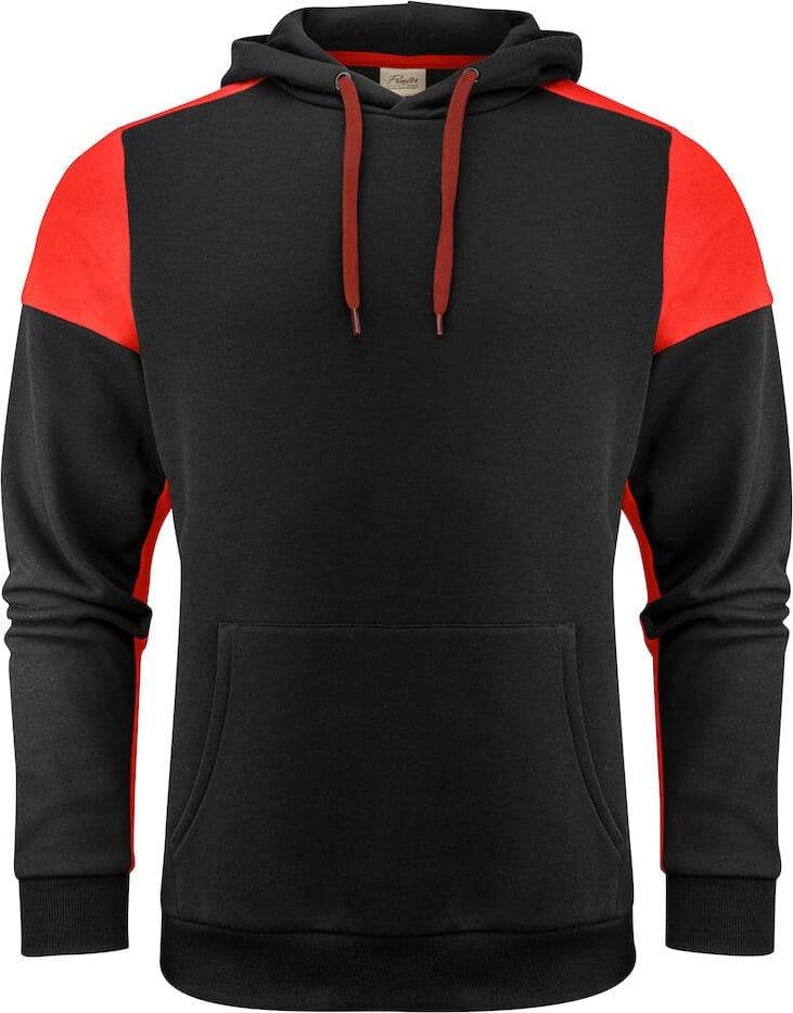 Felpa Bicolore Prime Nero Rosso Felpa Cappuccio Misto Cotone Organico Poliestere Riciclato Ecosostenibile - 2