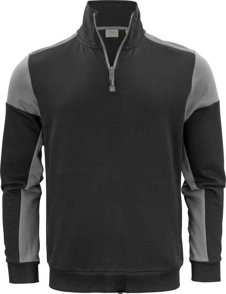 Felpa Bicolore Prime Nero Grigio Felpa Mezza Zip Misto Cotone Organico Poliestere Riciclato Ecosostenibile - 2