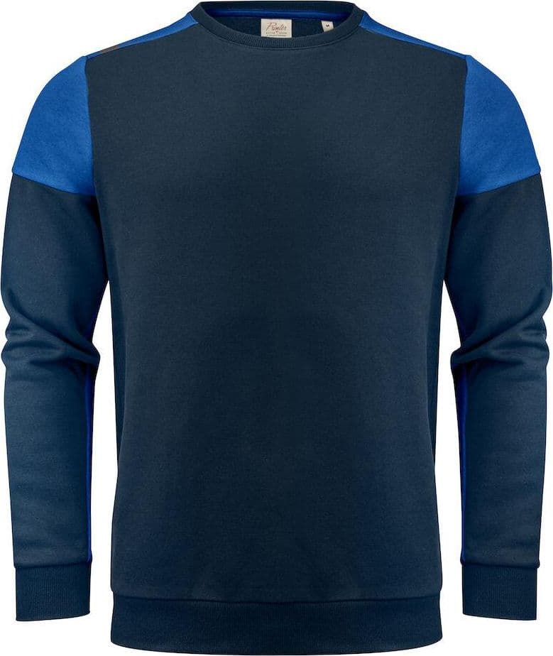 Felpa Bicolore Prime Blu Royal Felpa Girocollo Misto Cotone Organico Poliestere Riciclato Ecosostenibile - 2