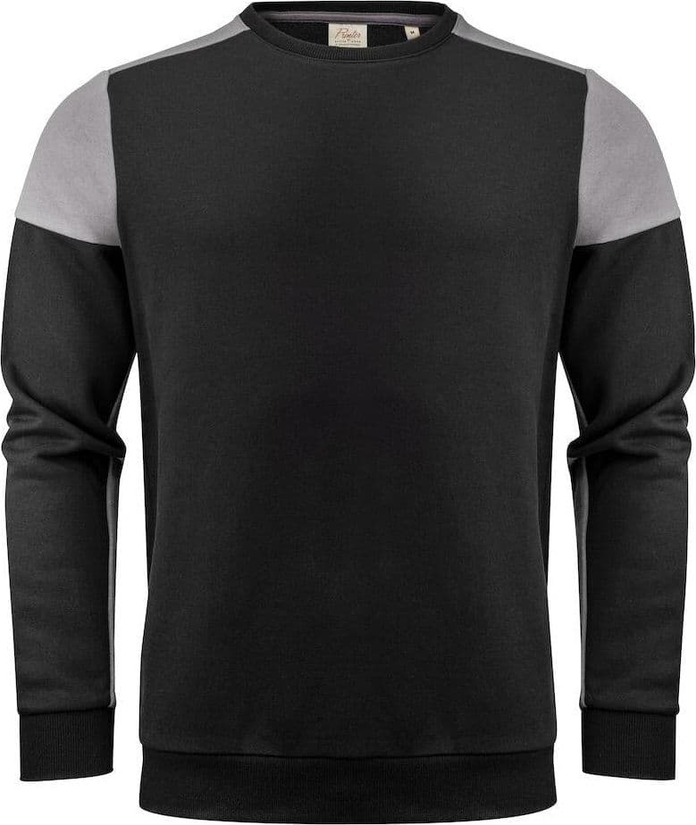 Felpa Bicolore Prime Nero Grigio Felpa Girocollo Misto Cotone Organico Poliestere Riciclato Ecosostenibile - 2
