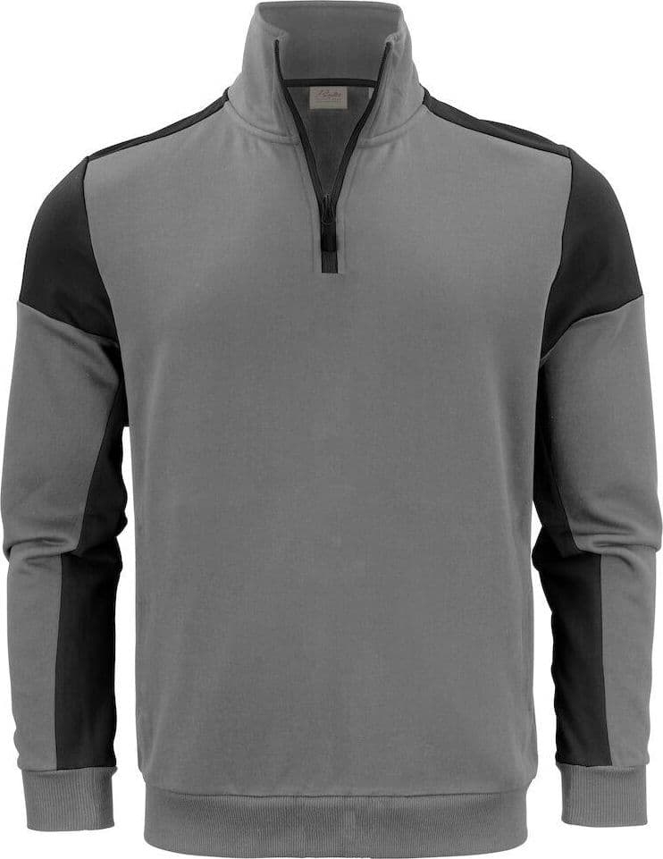 Felpa Bicolore Prime Grigio Nero Felpa Mezza Zip Misto Cotone Organico Poliestere Riciclato Ecosostenibile - 2