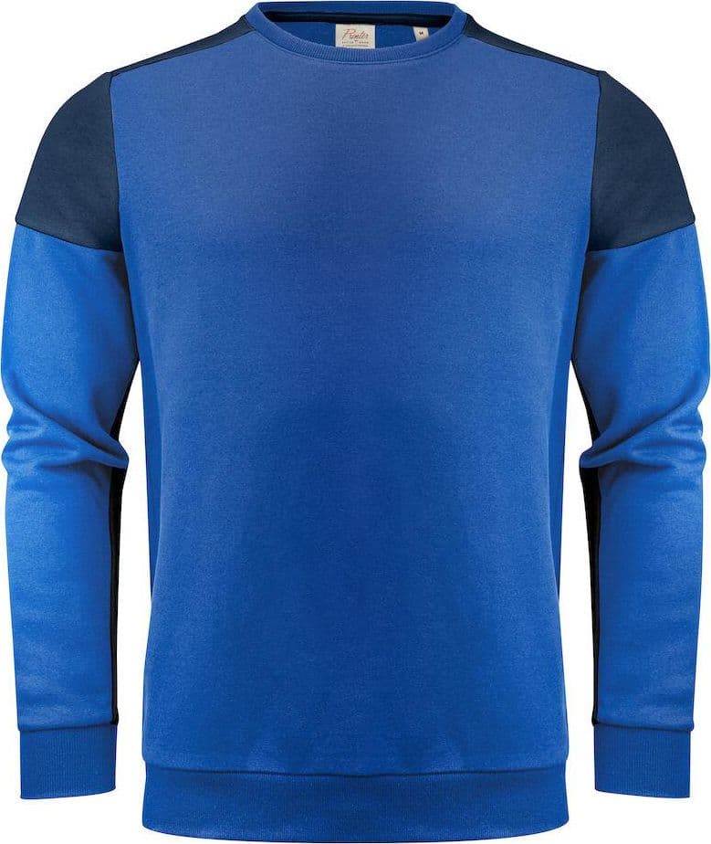 Felpa Bicolore Prime Royal Blu Felpa Girocollo Misto Cotone Organico Poliestere Riciclato Ecosostenibile - 2
