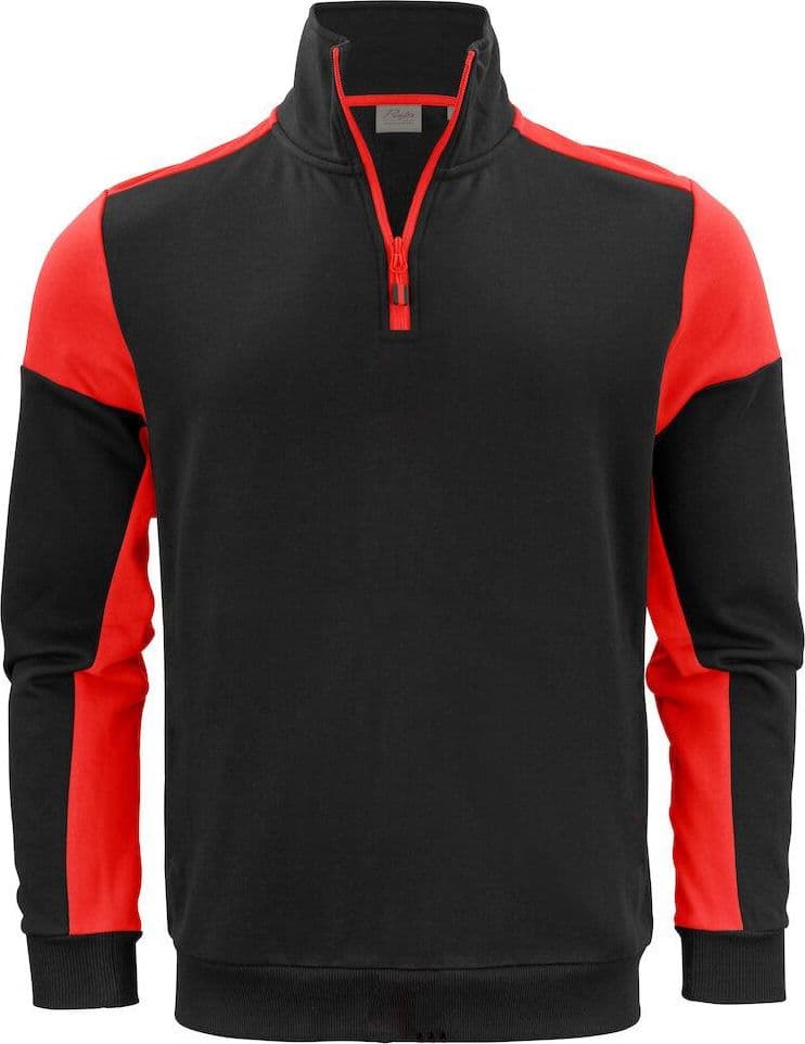 Felpa Bicolore Prime Nero Rosso Felpa Mezza Zip Misto Cotone Organico Poliestere Riciclato Ecosostenibile - 2