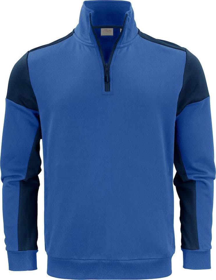 Felpa Bicolore Prime Royal Blu Felpa Mezza Zip Misto Cotone Organico Poliestere Riciclato Ecosostenibile - 2