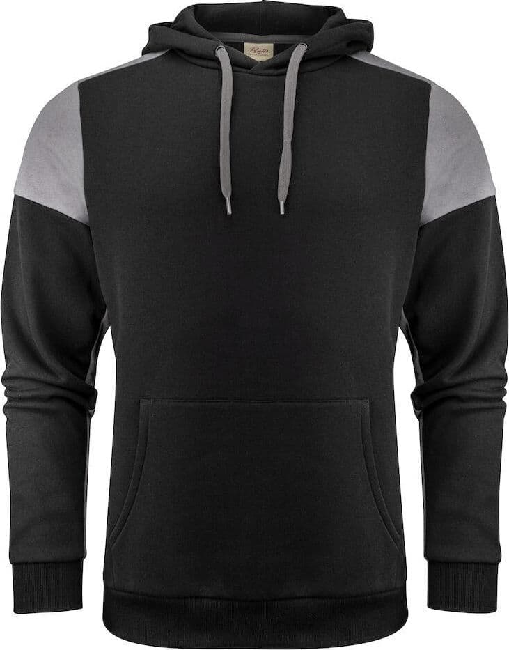 Felpa Bicolore Prime Nero Grigio Felpa Cappuccio Misto Cotone Organico Poliestere Riciclato Ecosostenibile - 2