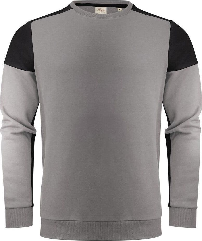 Felpa Bicolore Prime Grigio Nero Felpa Girocollo Misto Cotone Organico Poliestere Riciclato Ecosostenibile - 2