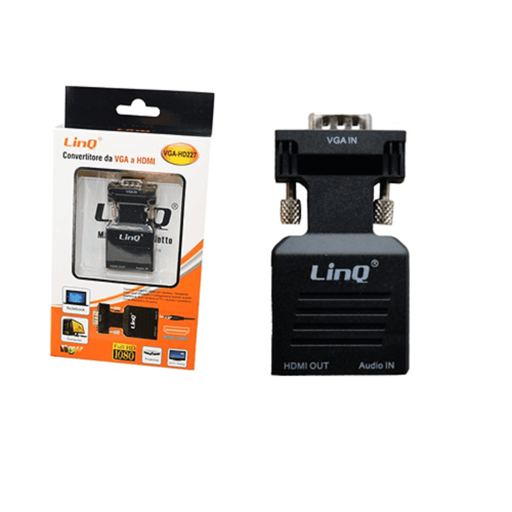 CONVERTITORE ADATTATORE VIDEO DA PRESA VGA MASCHIO A HDMI FEMMINA AUDIO VGA-HD227 - 4