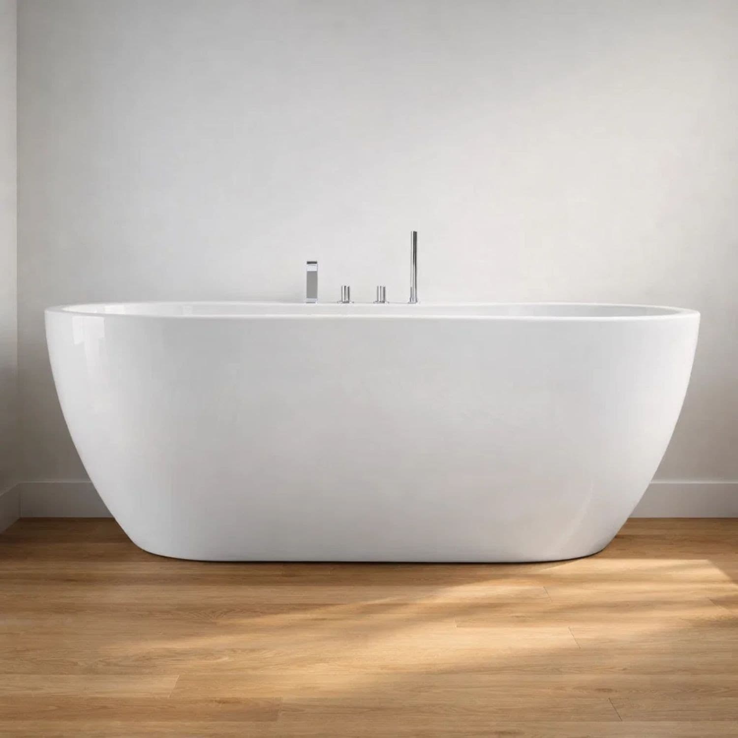 Vasca Da Bagno Free Standing Ovale In Acrilico Bianco Lucido - 5