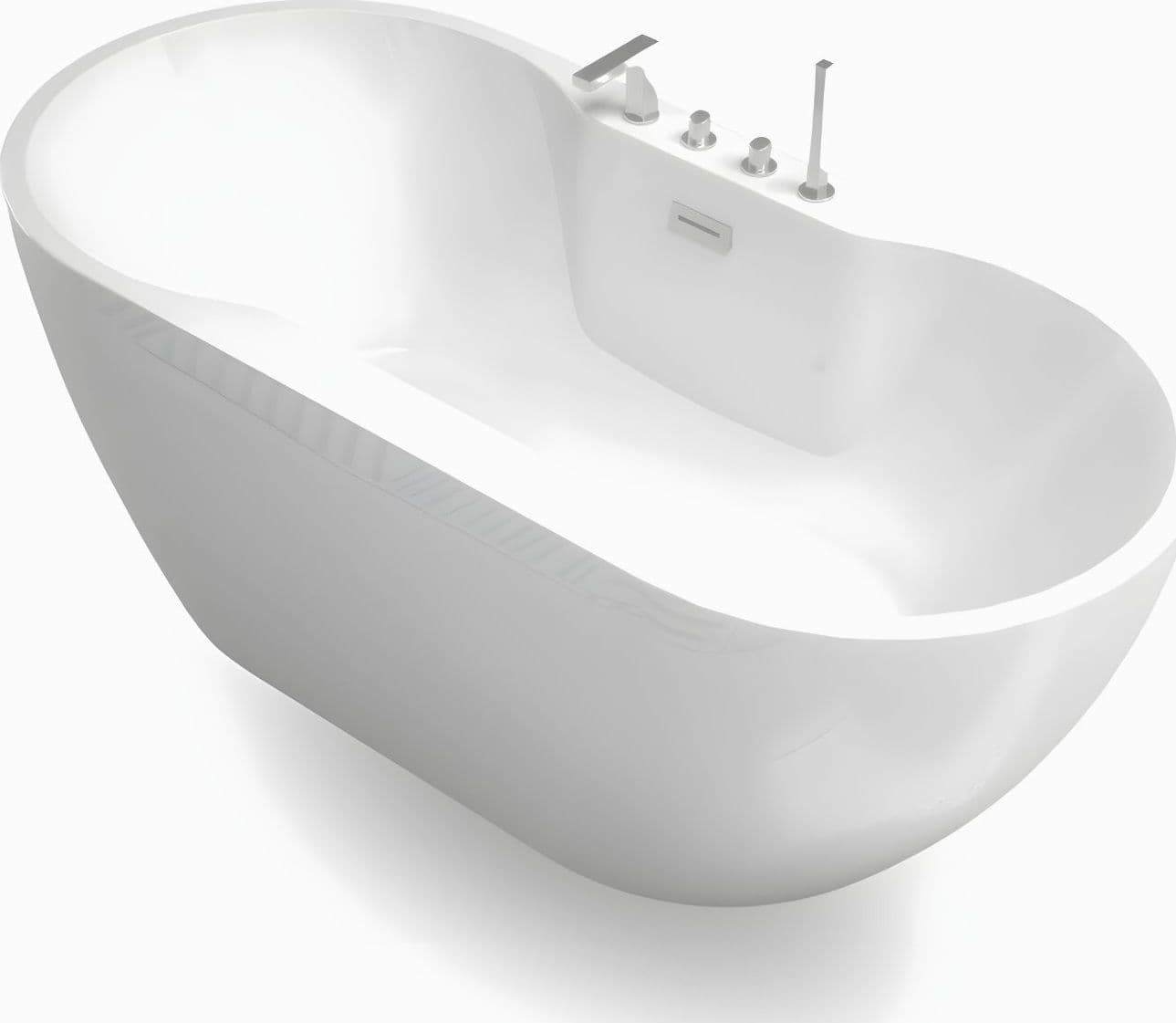 Vasca Da Bagno Free Standing Ovale In Acrilico Bianco Lucido - 6