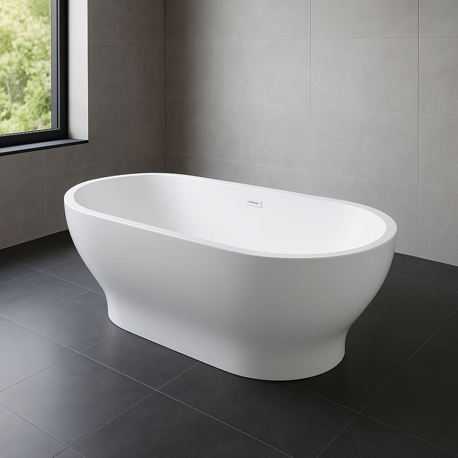 Vasca Da Bagno Ovale Freestanding In Acrilico Bianco Lucido - 4