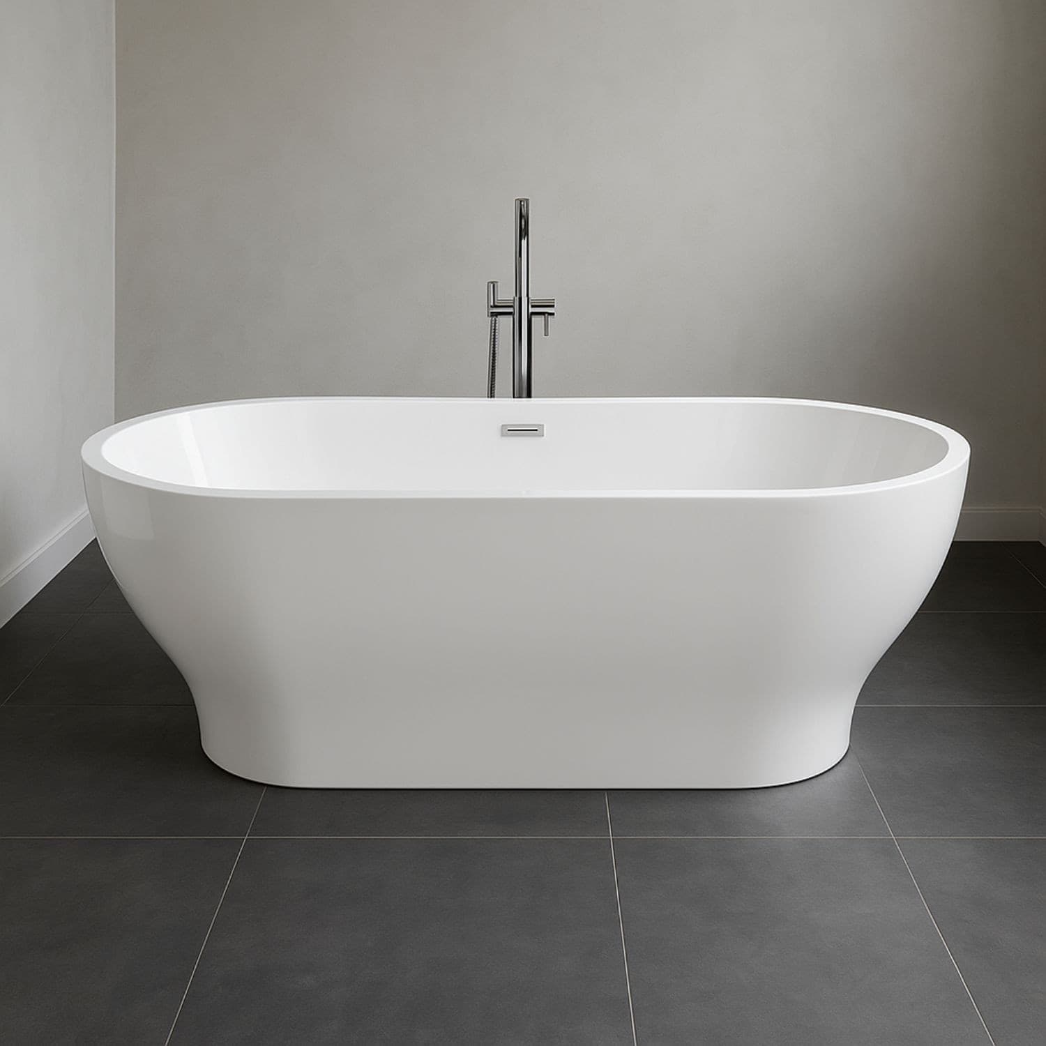 Vasca Da Bagno Ovale Freestanding In Acrilico Bianco Lucido - 5