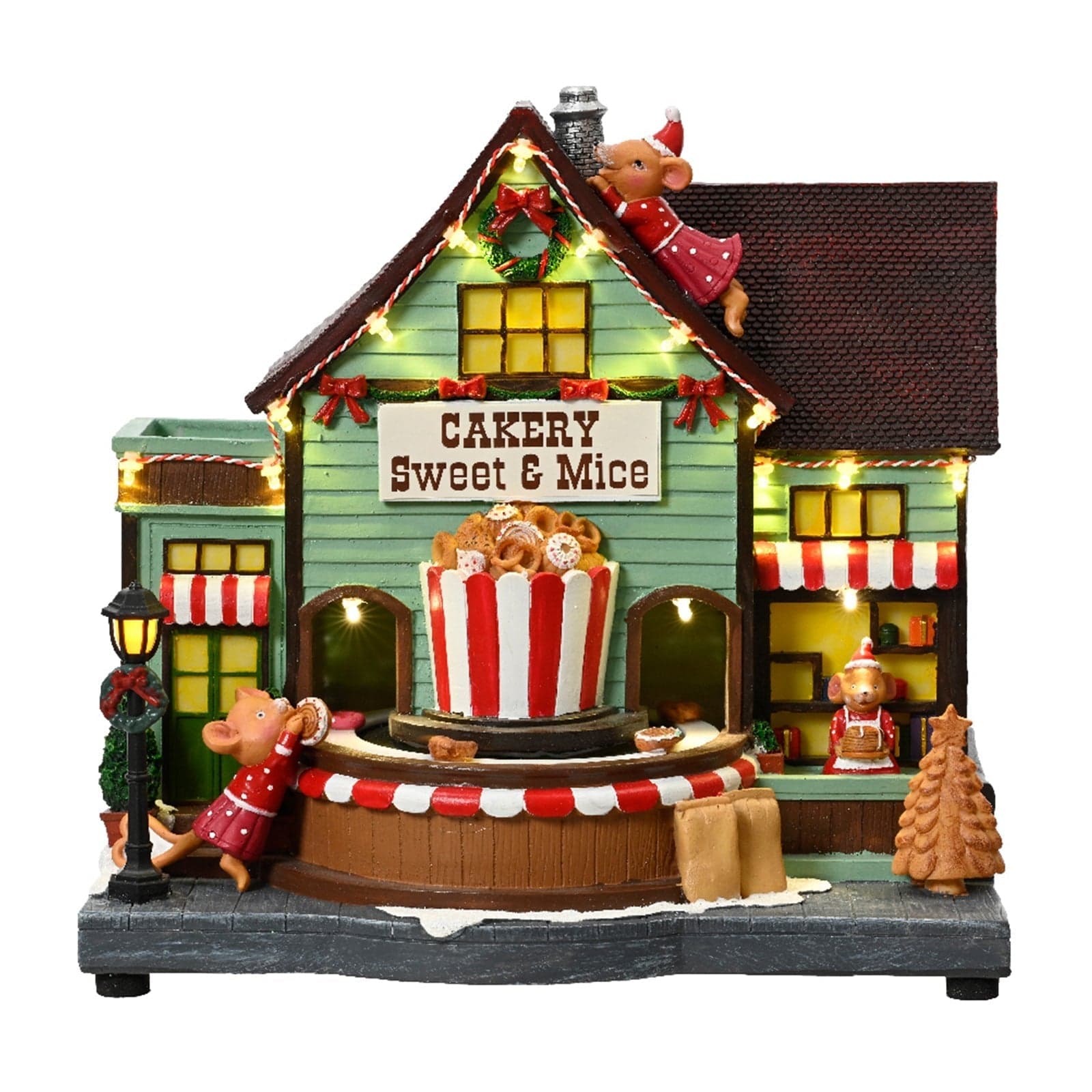Scena animata a Led  pasticceria con topolini con luci 24,5 cm in Oggettistica MagiediNatale.it - Altamura, commercioVirtuoso.it