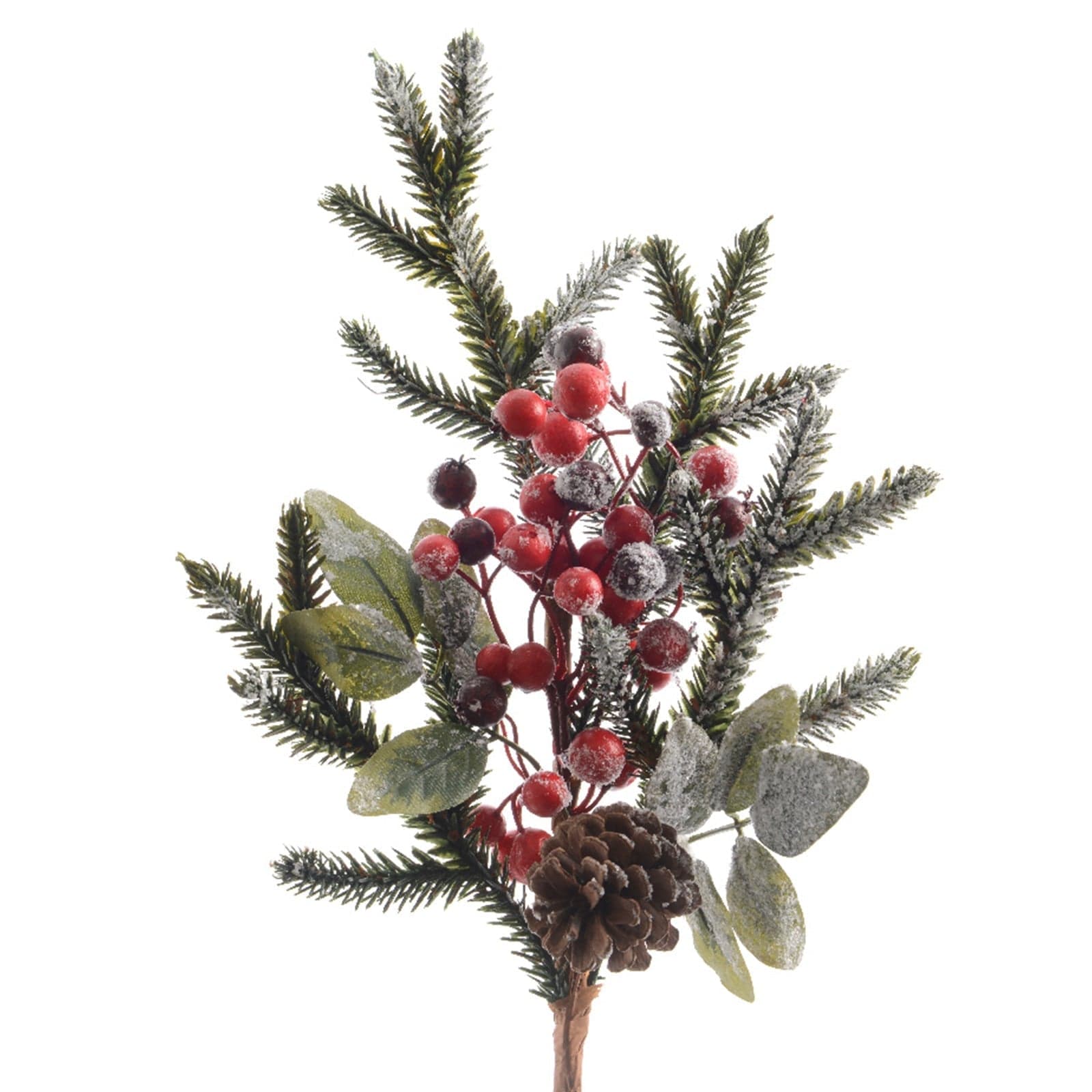 Ramo decorativo color verde innevato per decorazioni e composizioni di fiori h 38 cm