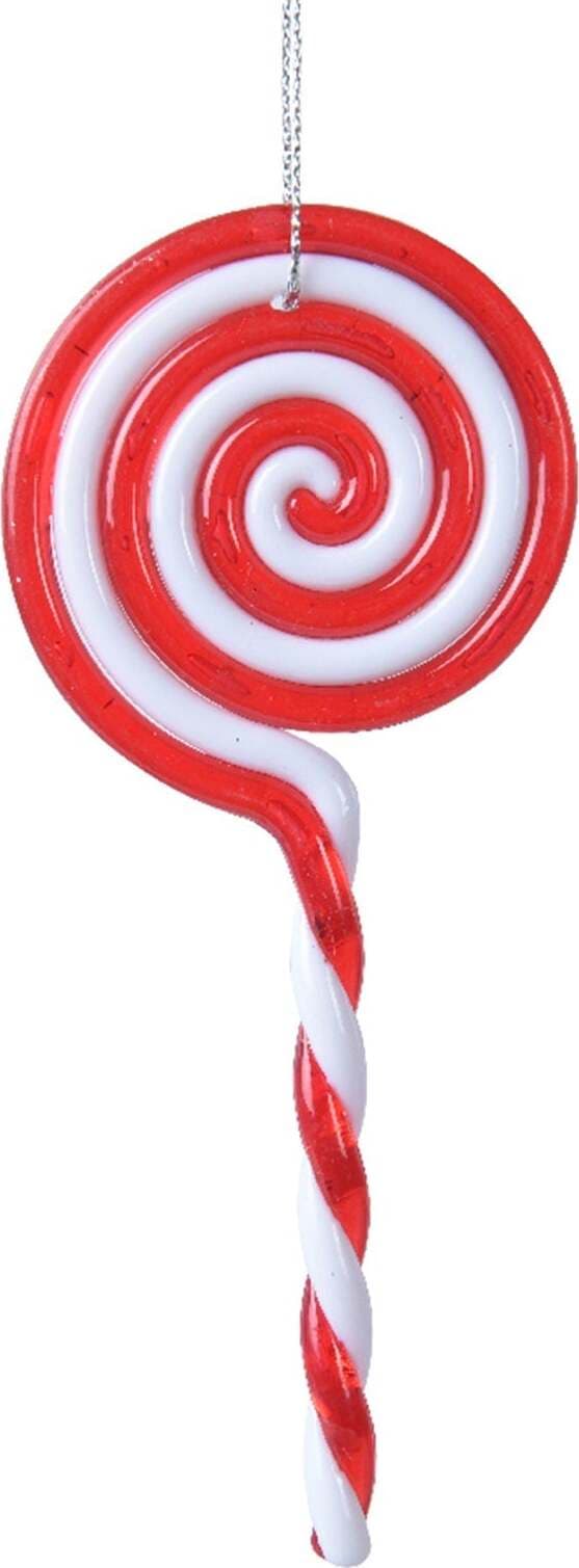 Pendaglio a forma di lecca lecca rosso decorazione per albero di natale h 13 cm