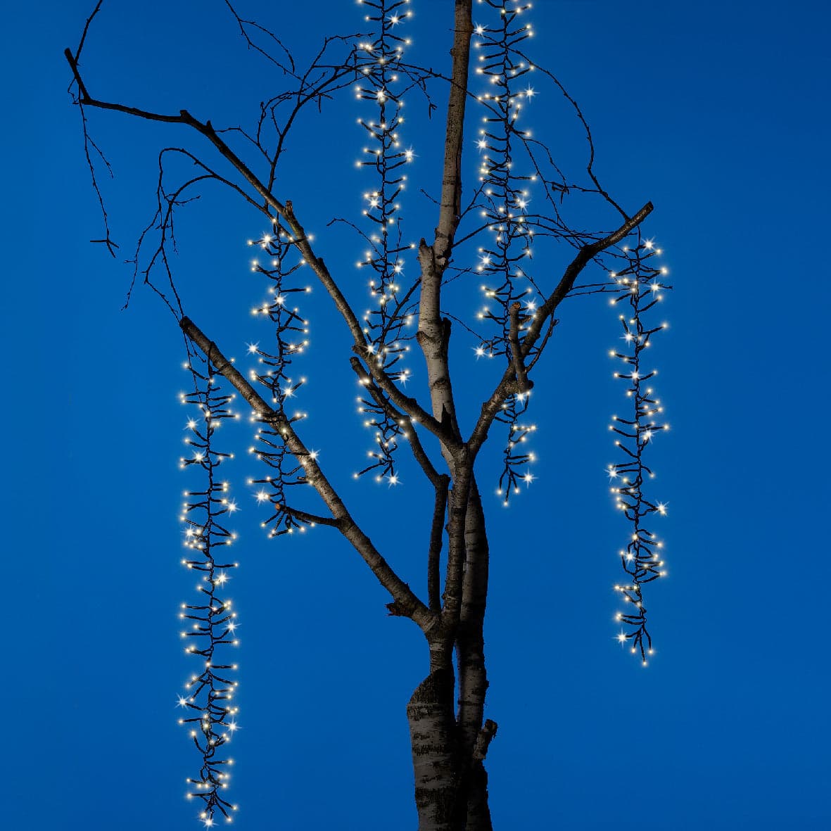 Cascata a LED rami a luce calda decorazione per esterno da 200 cm in Catene luminose per interni MagiediNatale.it - Altamura, commercioVirtuoso.it