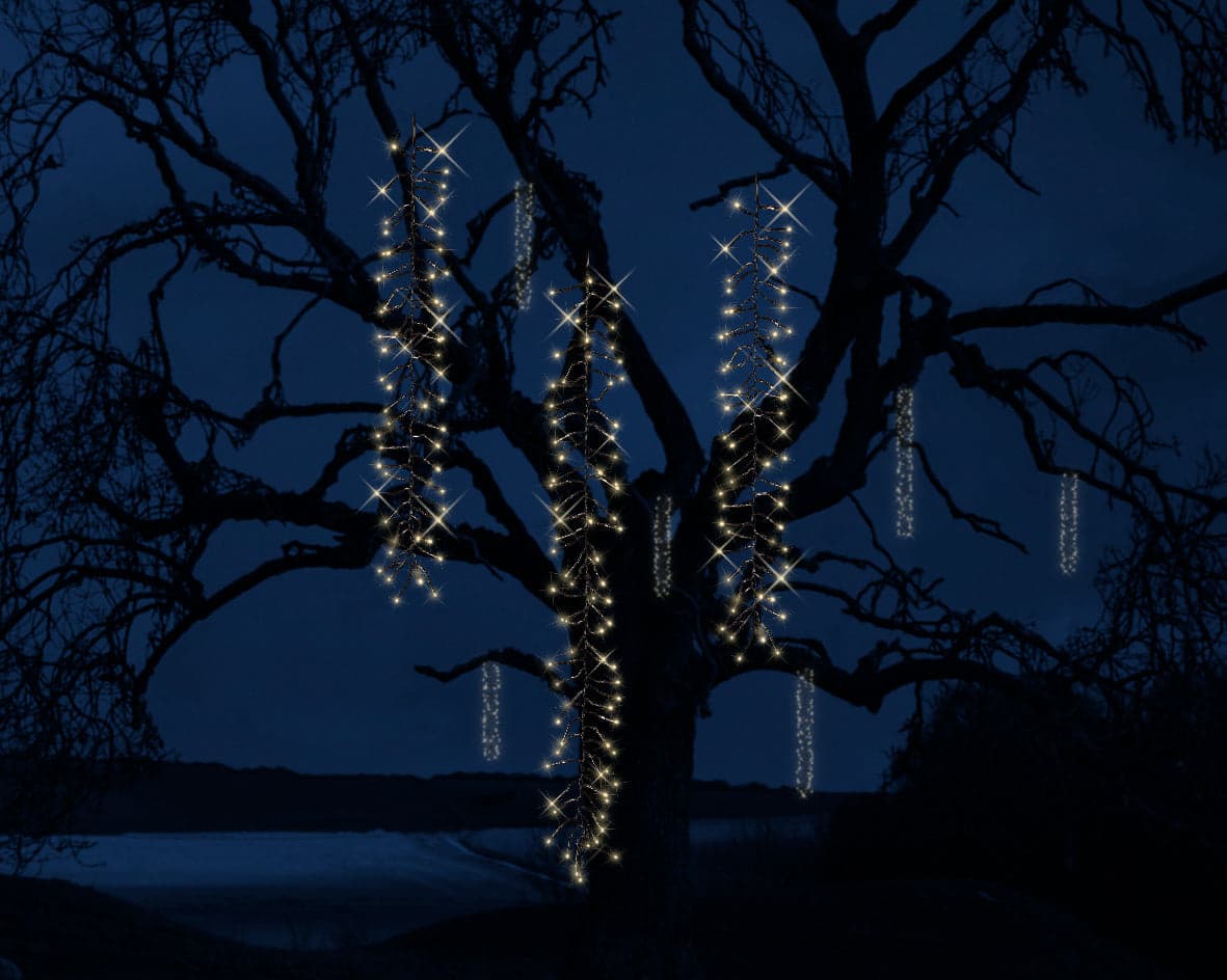 Cascata a LED rami a luce calda decorazione per esterno da 200 cm in Catene luminose per interni MagiediNatale.it - Altamura, commercioVirtuoso.it