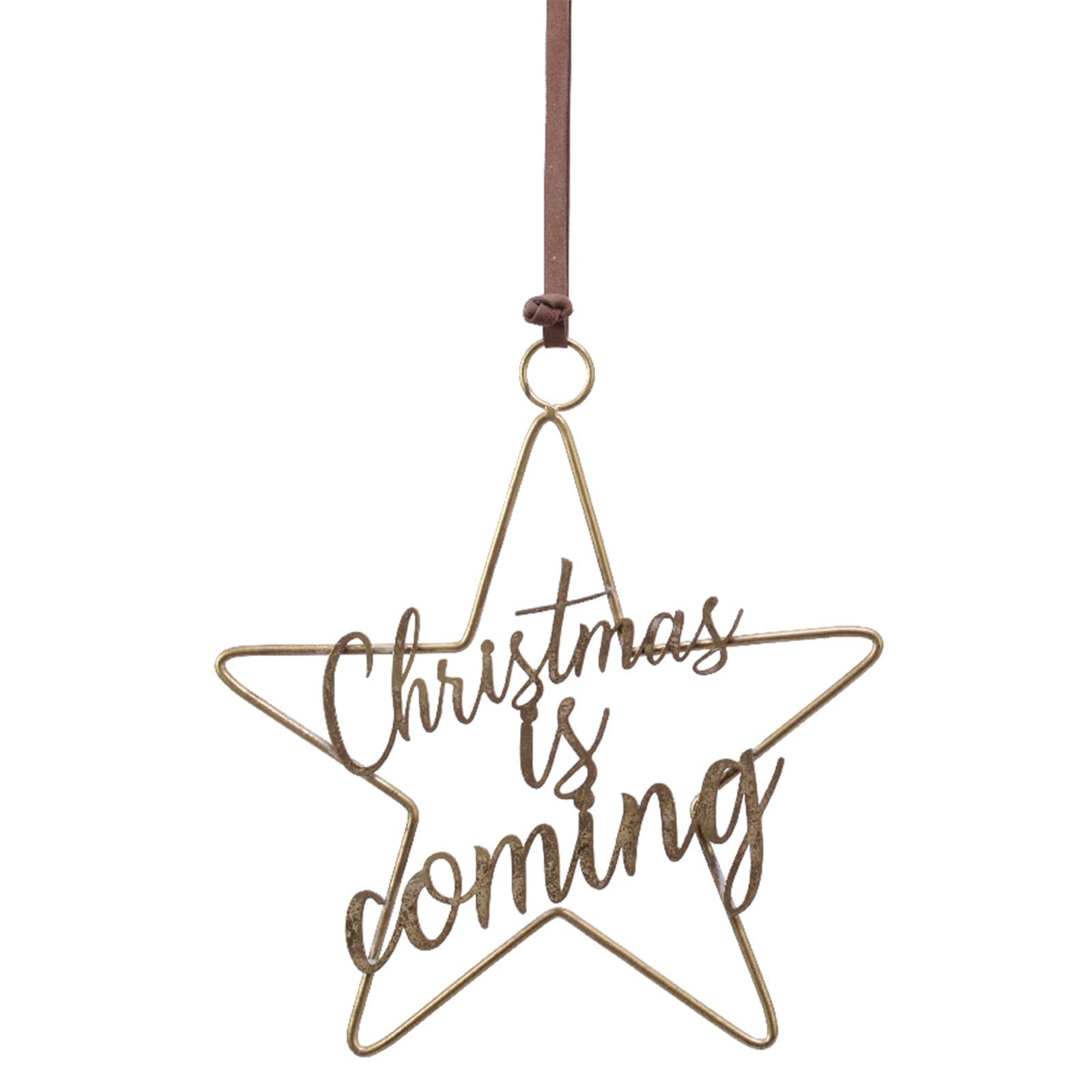 Pendenti grandi decorativi in ferro stella con Scritta da 33 cm color Oro