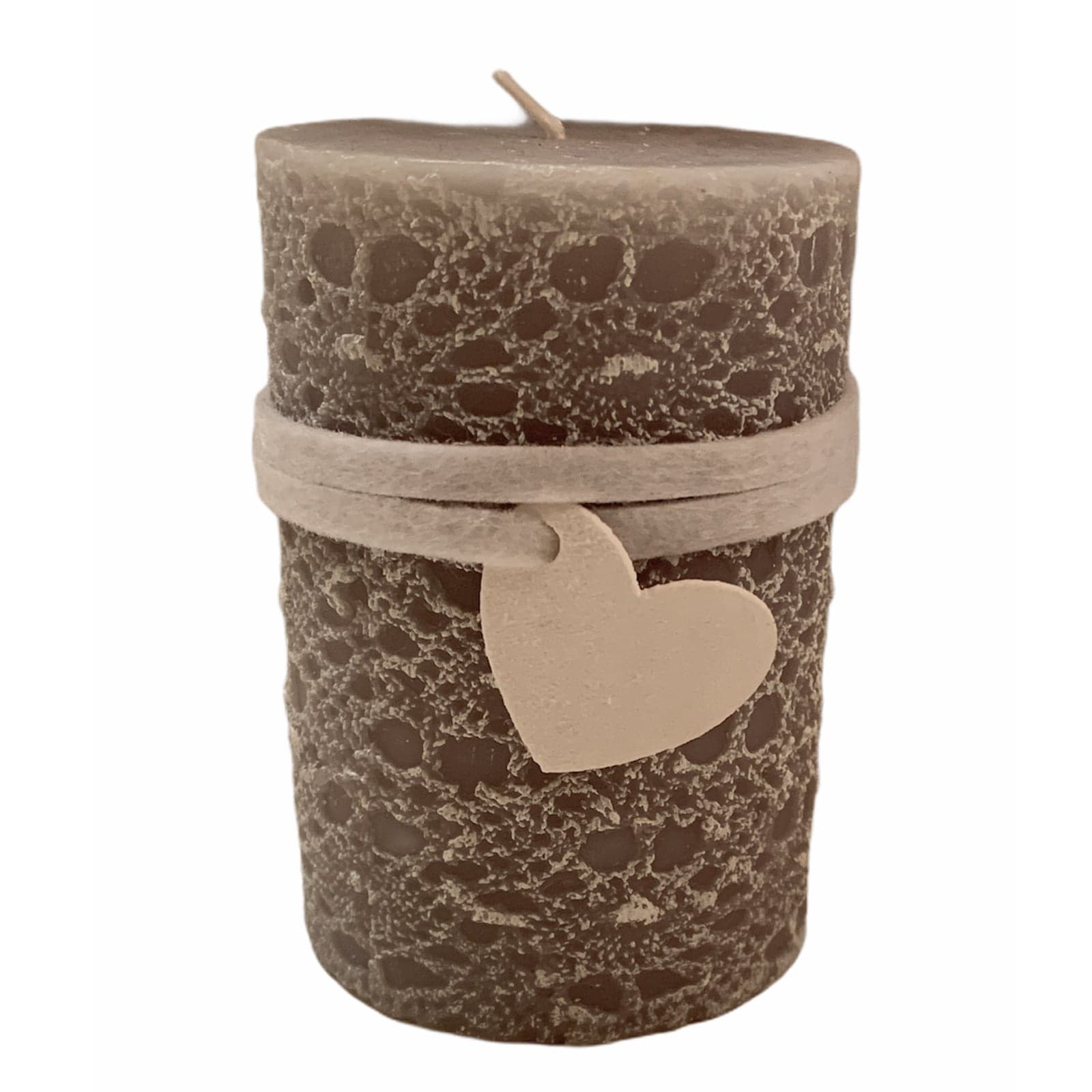 Candela cilindrica a cera effetto Ricamo decorazione natalizia h 10 cm