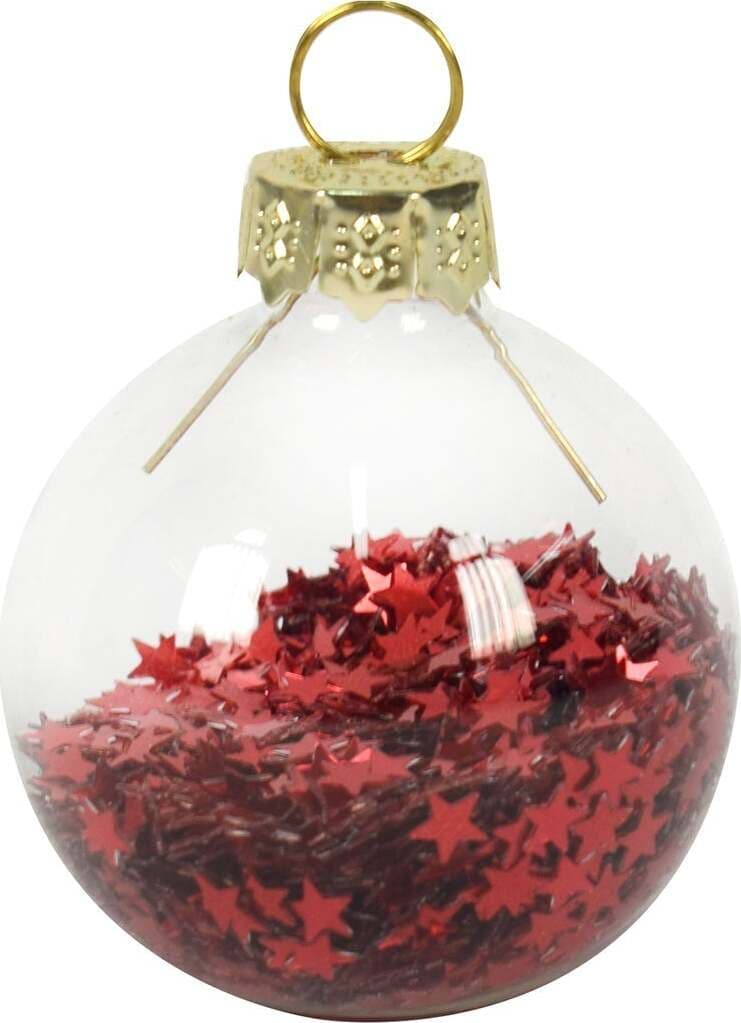 4 palline per albero di natale in vetro con stelline rosse da Ø 4 cm pendaglio decorato