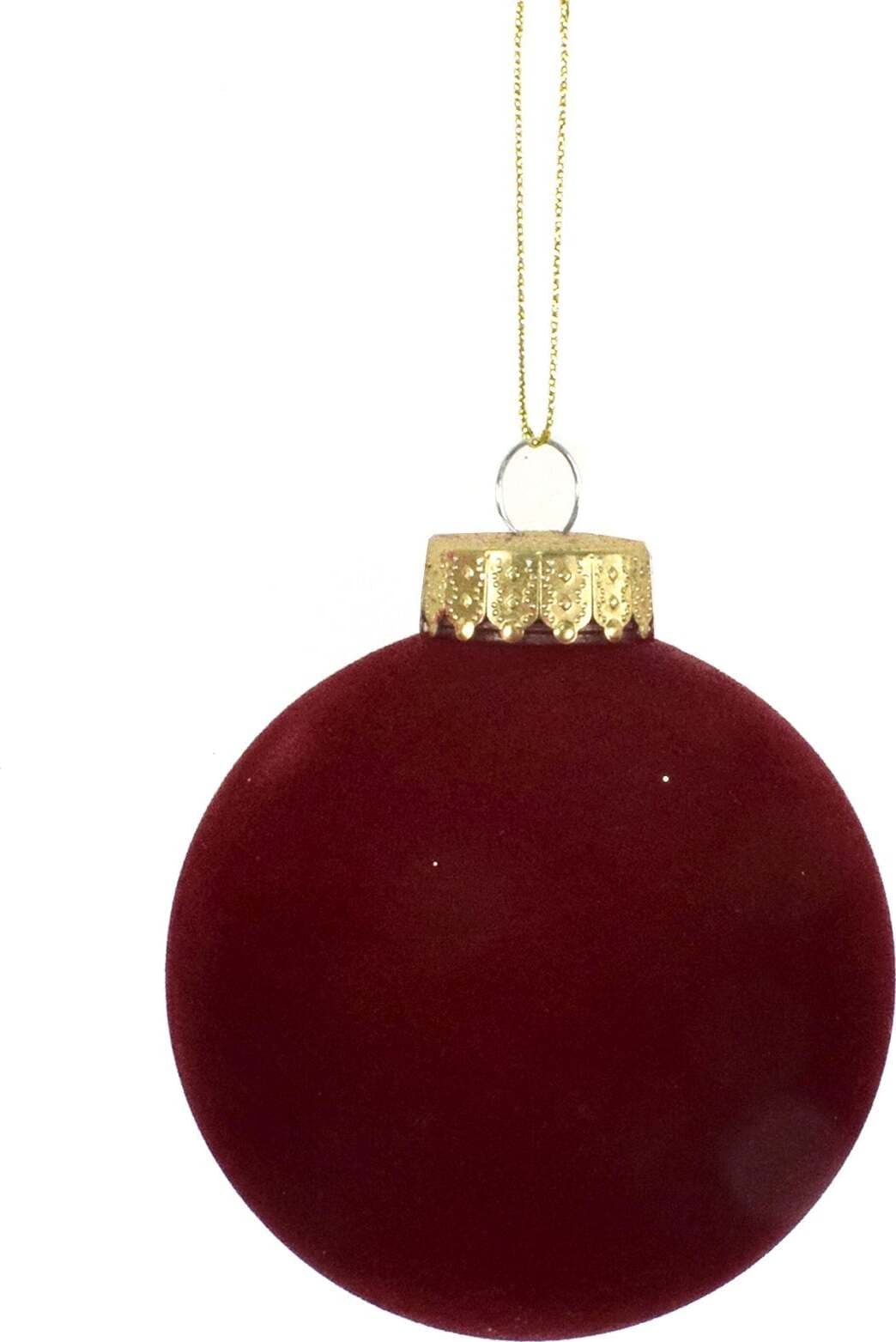 8 palline per albero di natale in velluto Bordeaux da Ø 12 cm pendaglio Tinta Unita