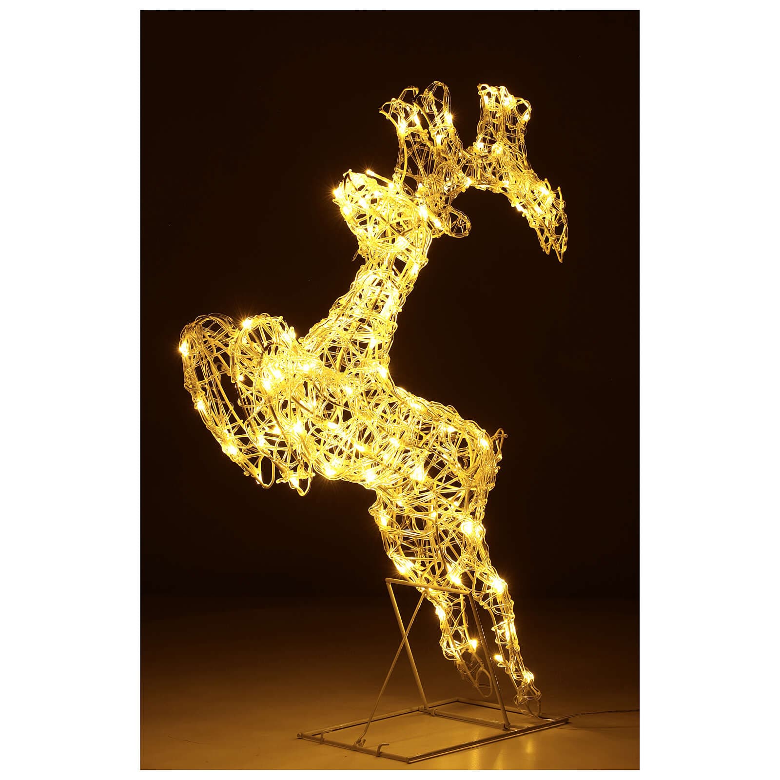 Renna che salta luminosa in filo di cristallo per uso interno ed esterno h80 cm in Oggettistica MagiediNatale.it - Altamura, commercioVirtuoso.it