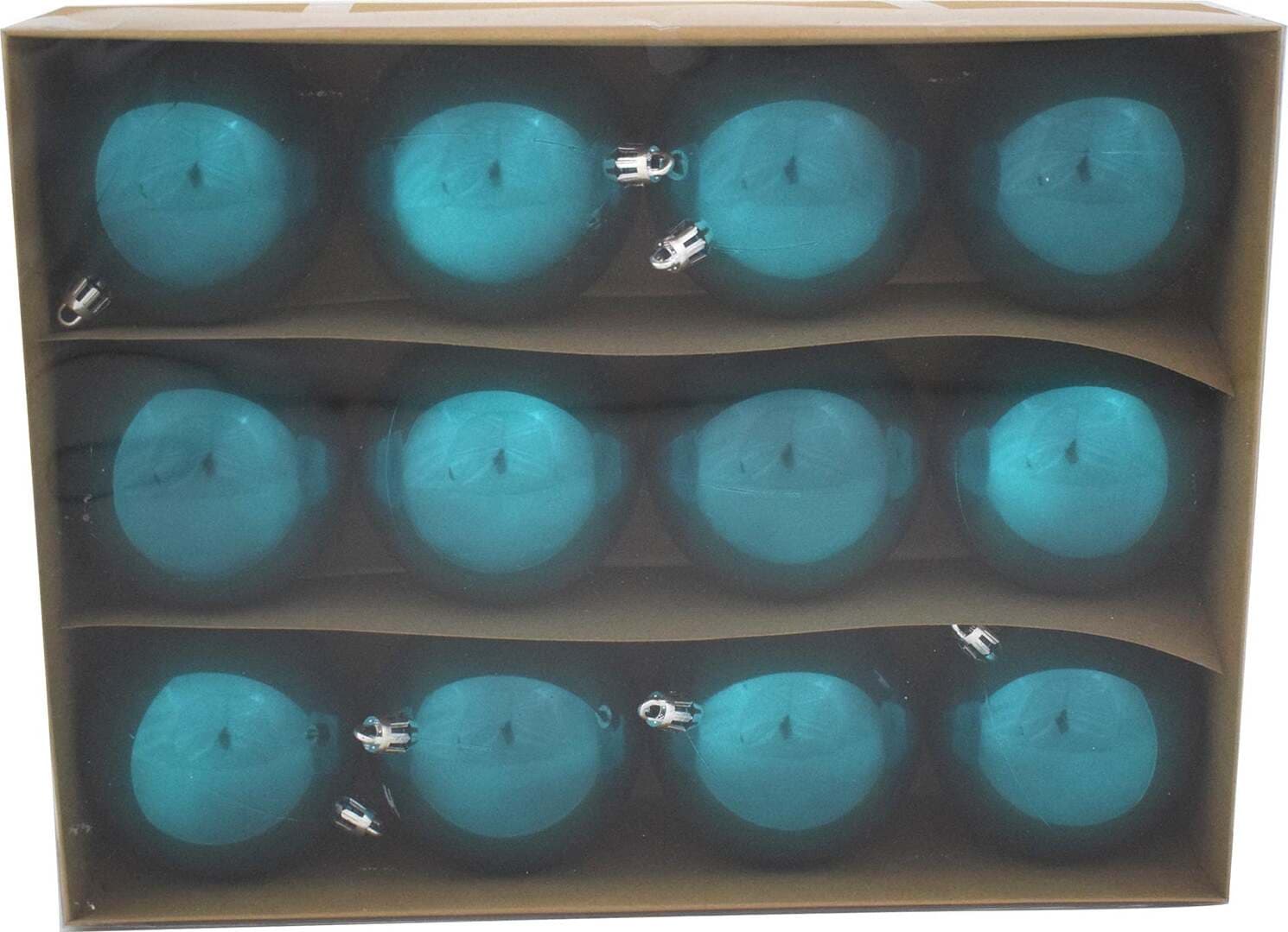 12 palline natalizie in PVC Verde Perlate da Ø 8 cm, Pendaglio Tinta Unita