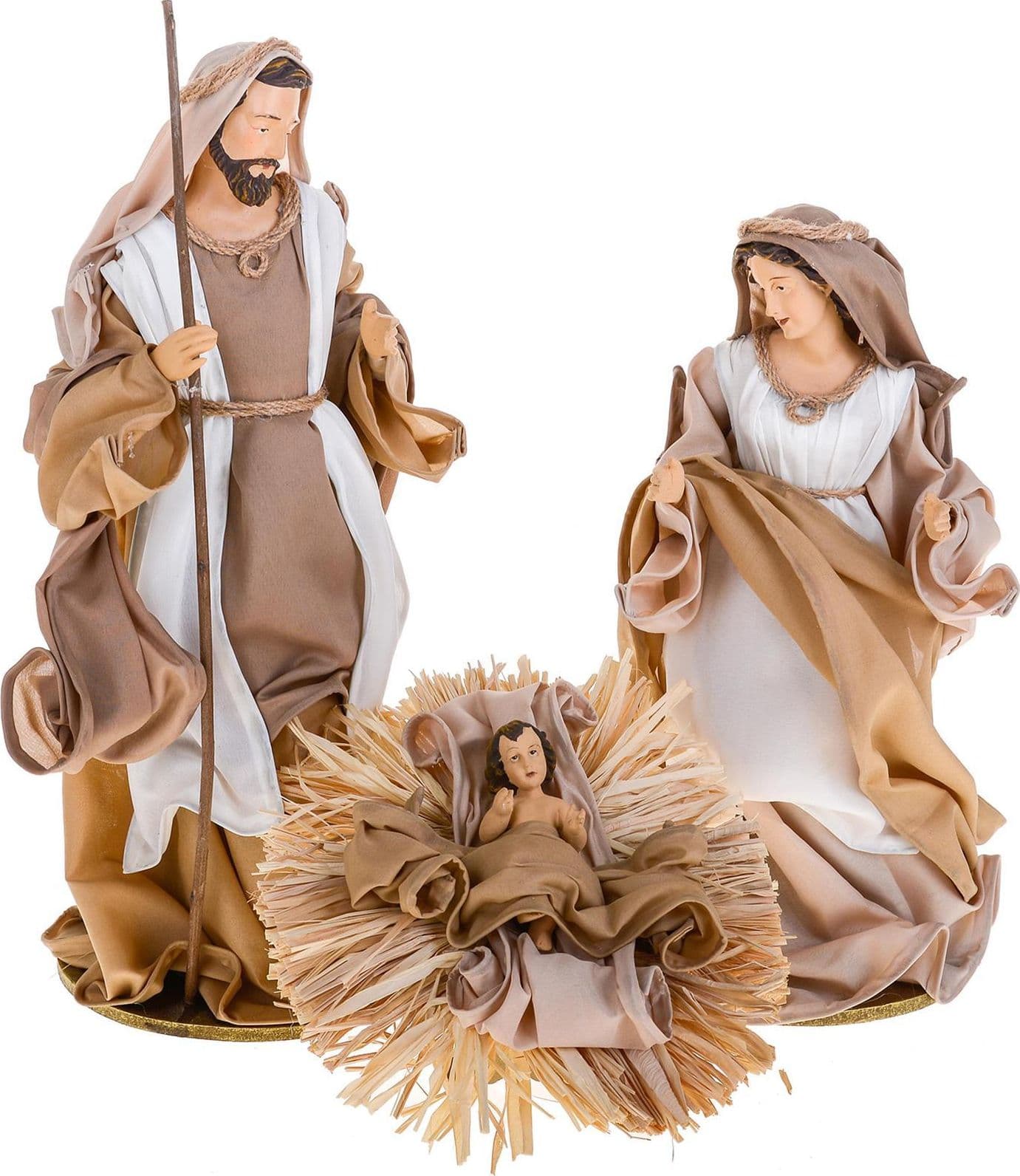 Natività completa per presepe in tessuto set da 3 statue decorazione natalizia h 36 cm in Statuine e fondali per il presepe MagiediNatale.it - Altamura, commercioVirtuoso.it