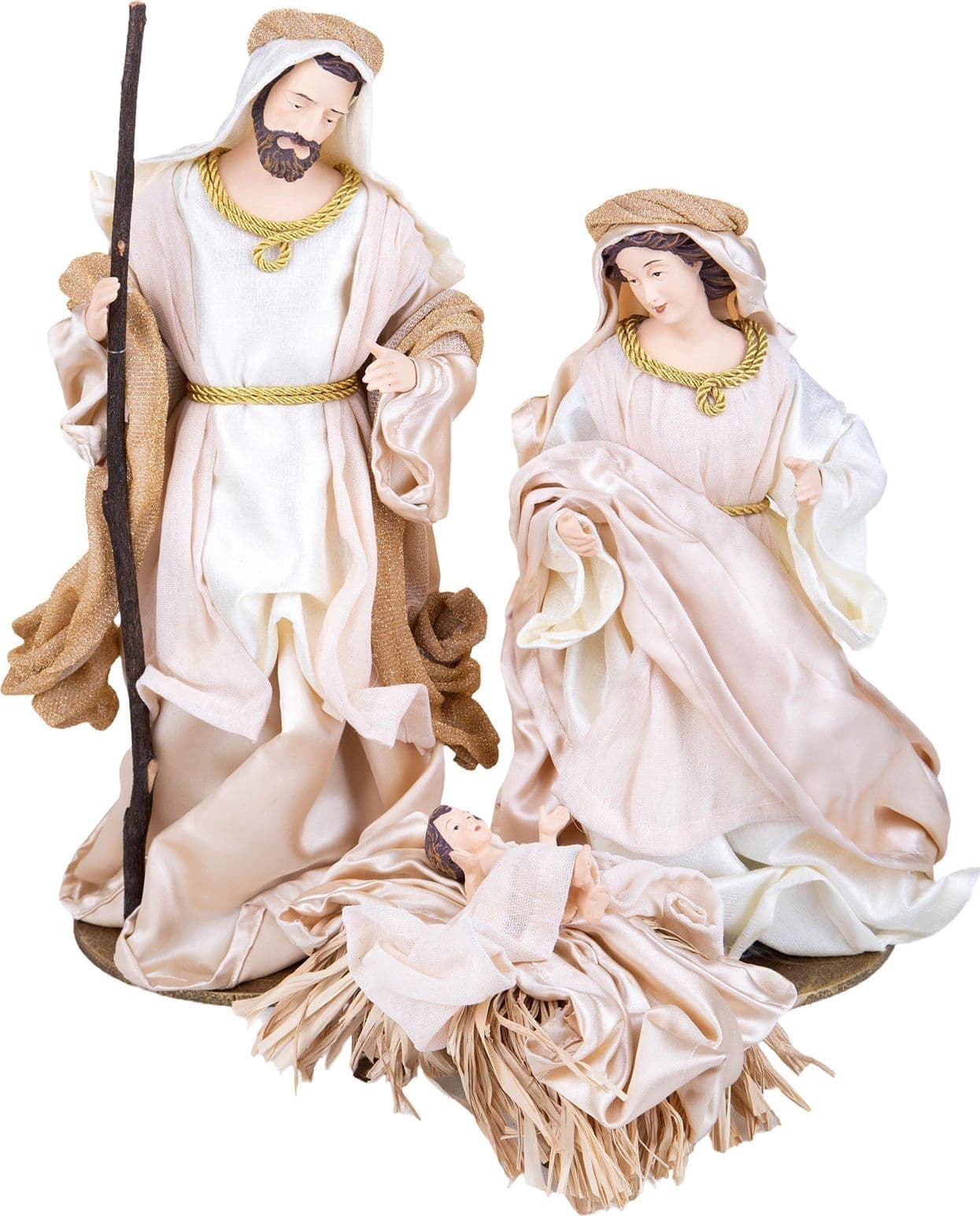Natività completa per presepe in tessuto set da 3 statue decorazione natalizia h 36 cm in Statuine e fondali per il presepe MagiediNatale.it - Altamura, commercioVirtuoso.it